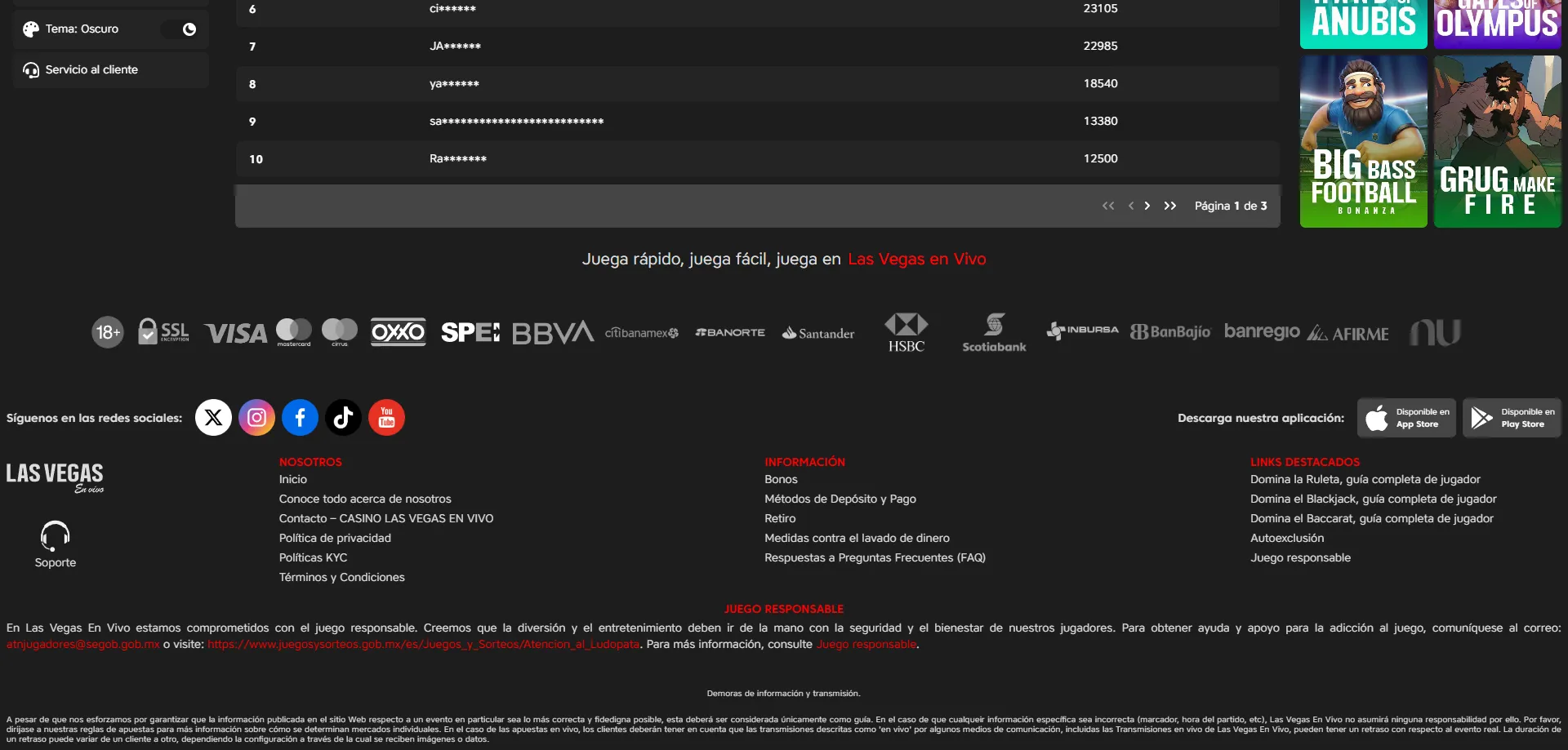 M&eacute;todos de pago disponibles en Las Vegas en Vivo Casino MX &mdash; SPEI y OXXO