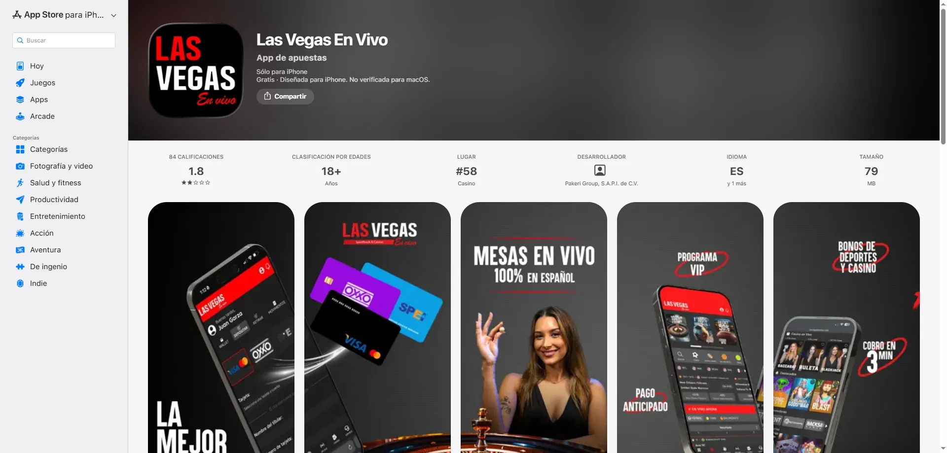Aplicaci&oacute;n m&oacute;vil de Las Vegas en Vivo Casino para iOS y Android