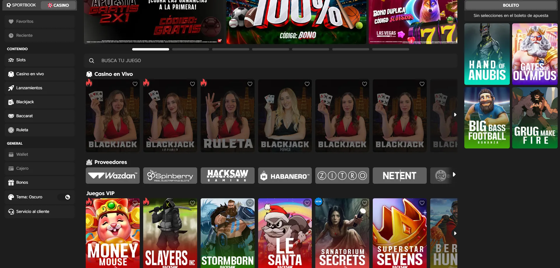 Promociones semanales en las mesas en vivo de Las Vegas en Vivo Casino