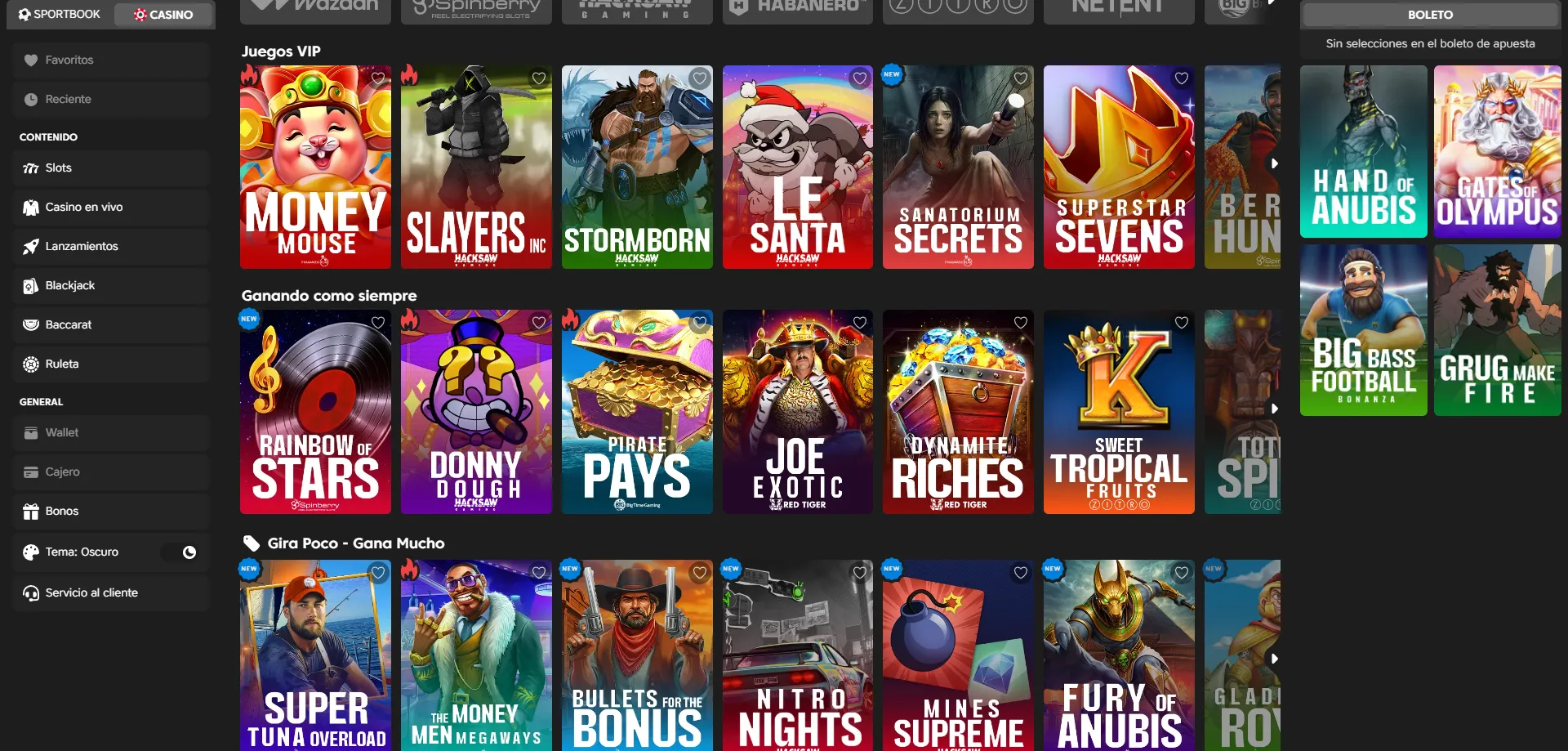 Tragamonedas populares disponibles en Las Vegas en Vivo Casino M&eacute;xico